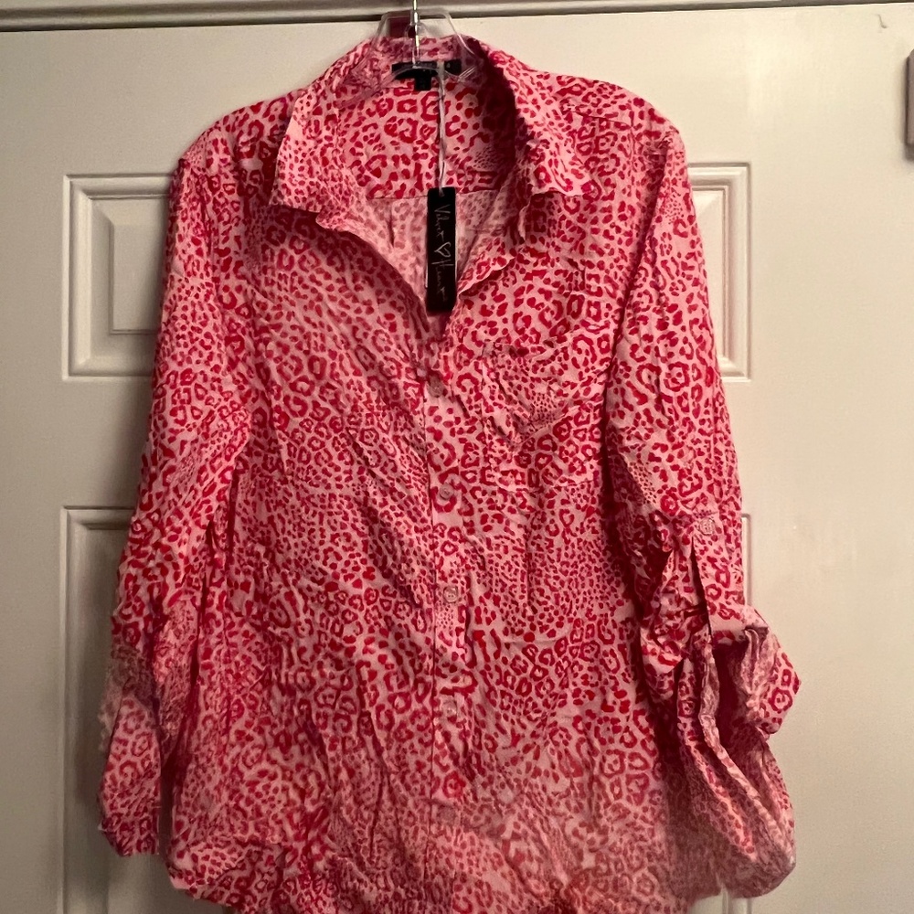 NWT Rosey Red Animal Print Blouse